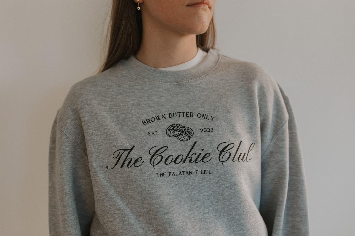 the cookie club grey crewneck