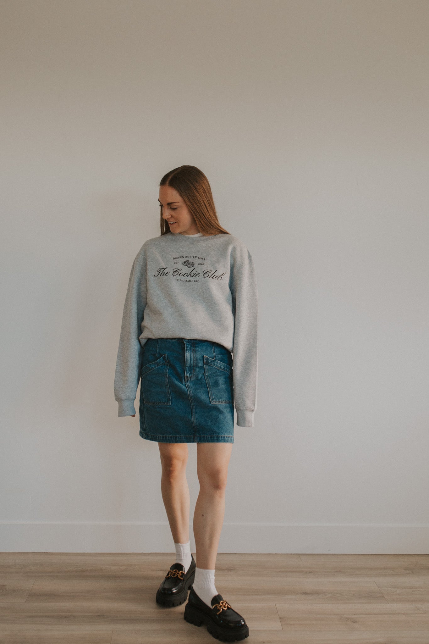the cookie club grey crewneck