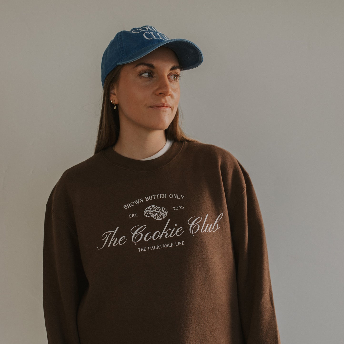 the cookie club brown crewneck